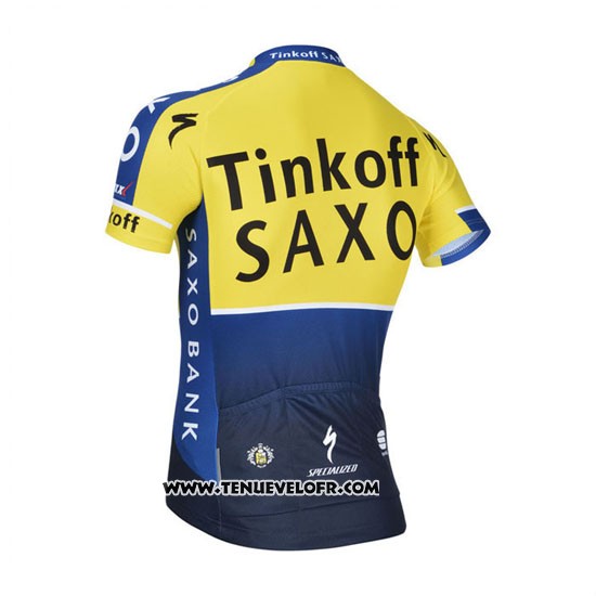 2014 Maillot Ciclismo Tinkoff Saxo Bank Bleu et Jaune Manches Courtes et Cuissard